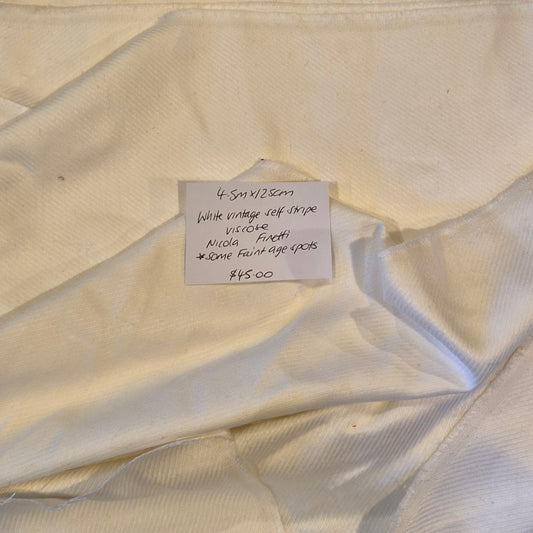 4.5m White Vintage self stripe viscose
