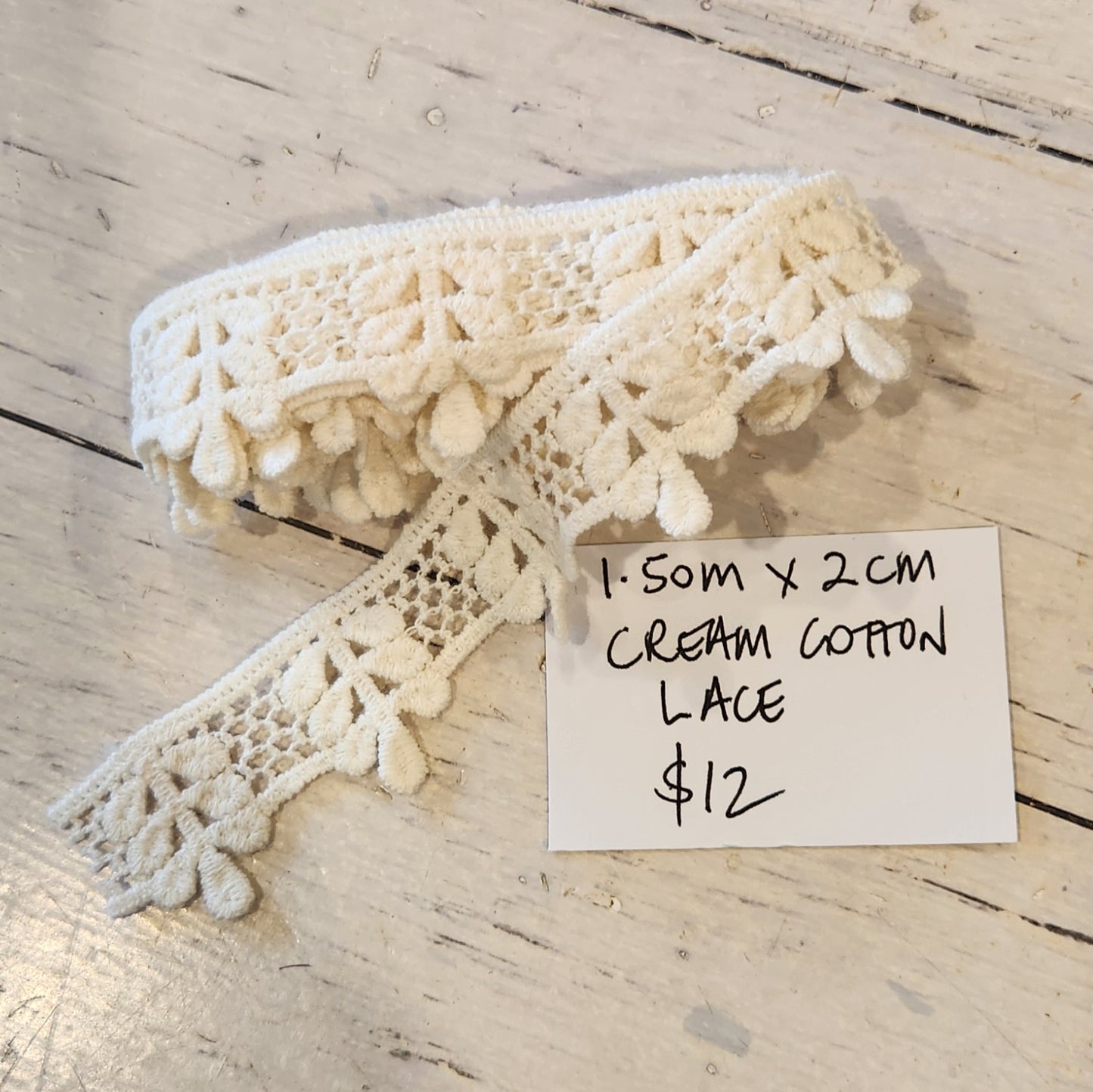 1.50m cream cotton lace