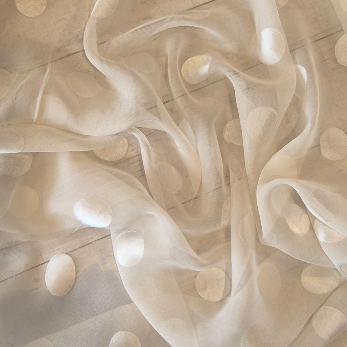Ivory spot burnout silk satin