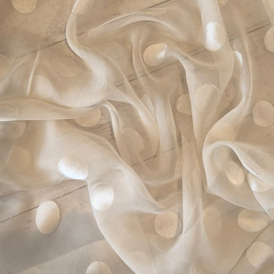 Ivory spot burnout silk satin