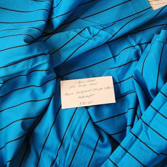 1.5m Aqua jacquard self stripe cotton