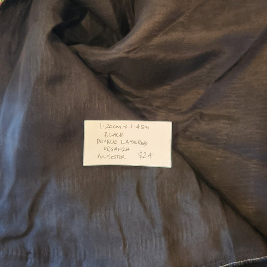 1.20cm Black double layered organza