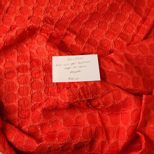 2m Red coin spot crepe de chine