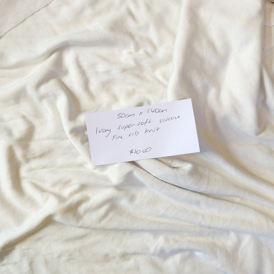 50cm Ivory soft viscose rib knit