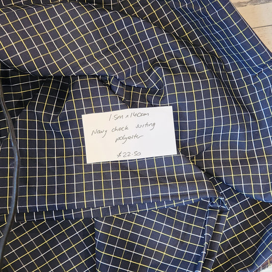 1.5m Navy check suiting