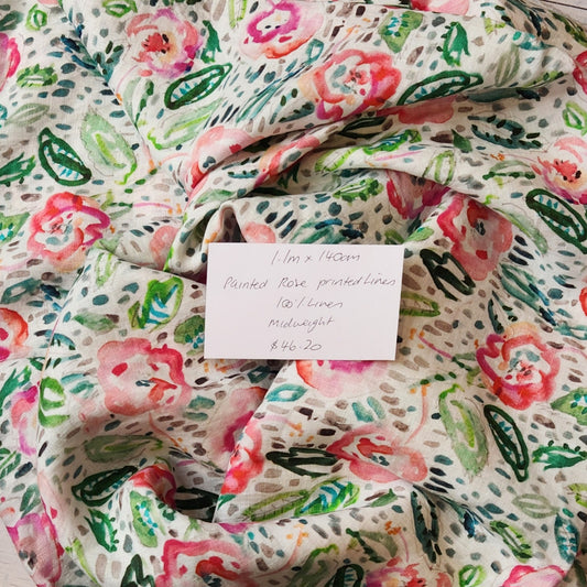 1.1m Painted Rose Organic Linen