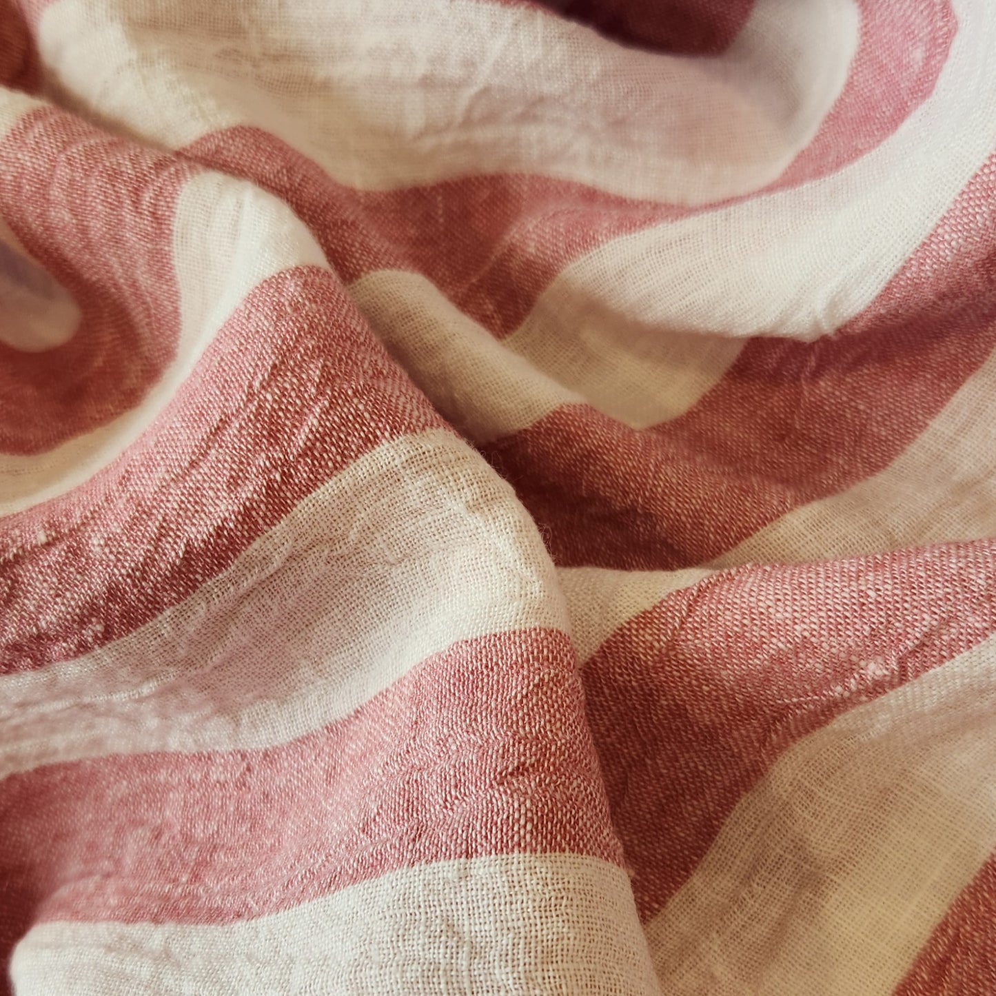 Pink stripe crinkle lightweight linen