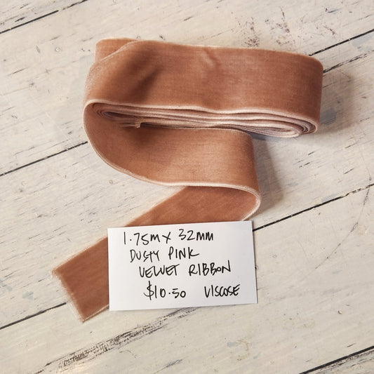 1.75m Dusty pink velvet ribbon