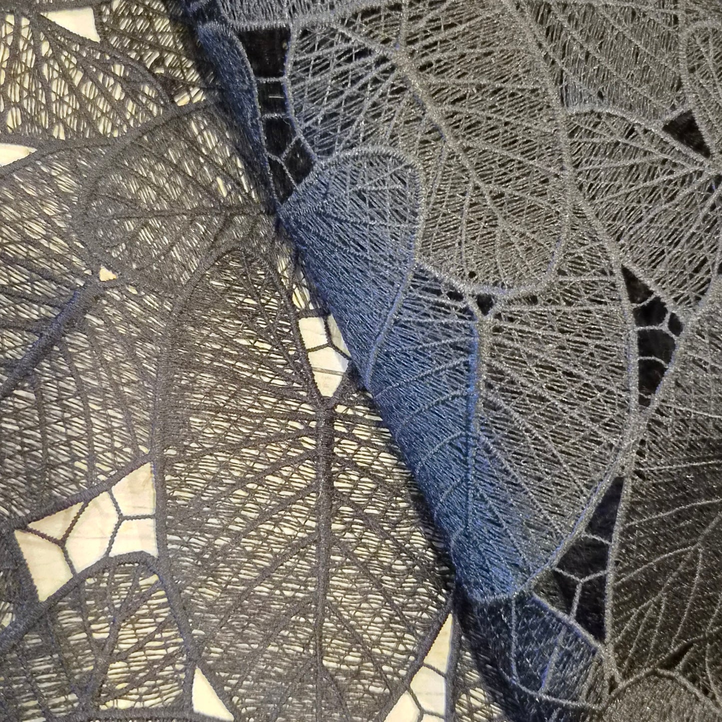 Black leaves guipure lace