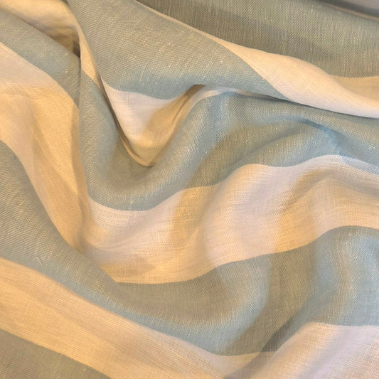 Powder blue and white linen