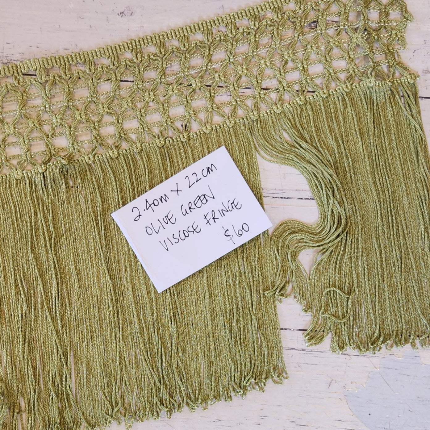 2.40m Olive fringe viscose
