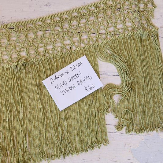 2.40m Olive fringe viscose