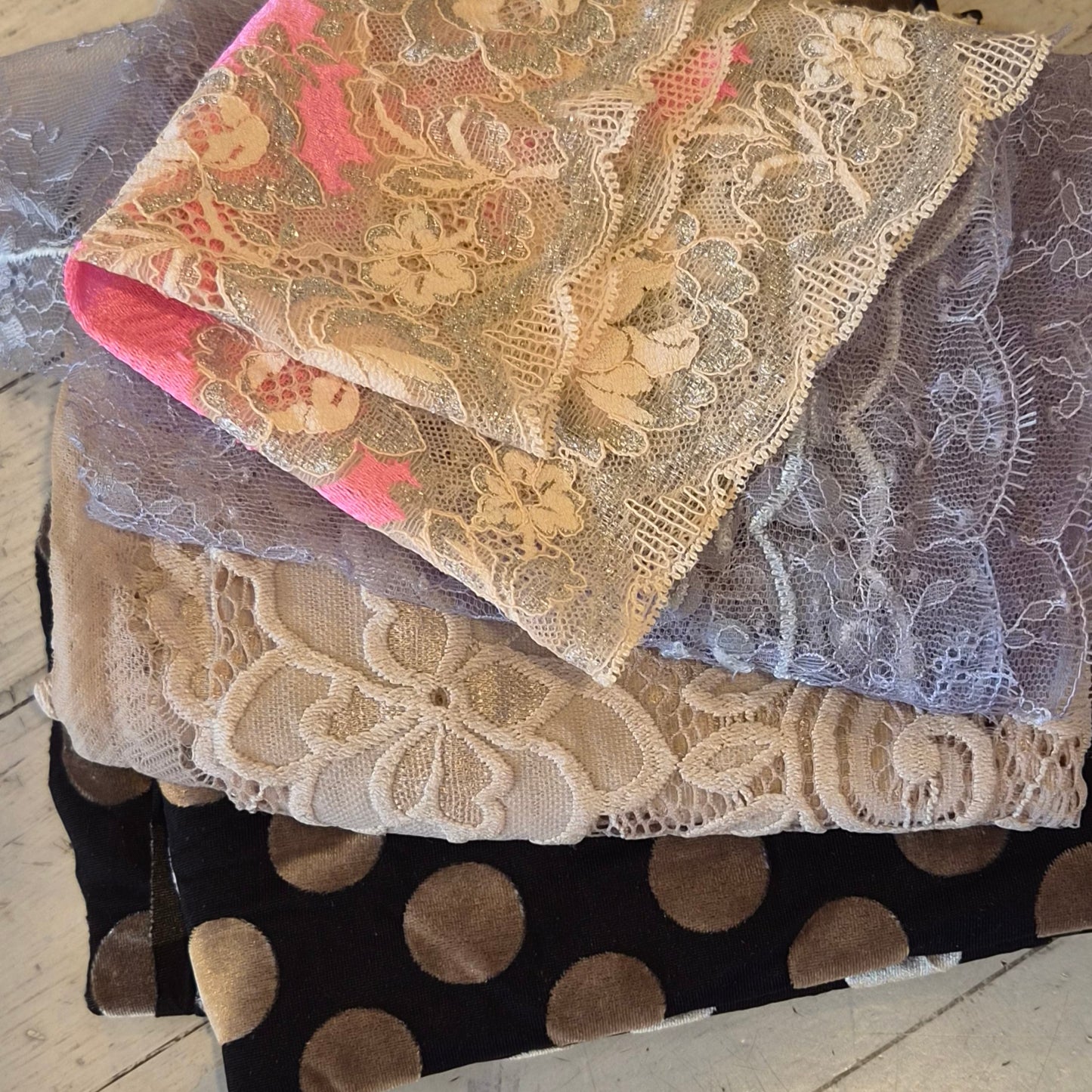 #71 Bundle of stretch lingerie lace and velvet pieces