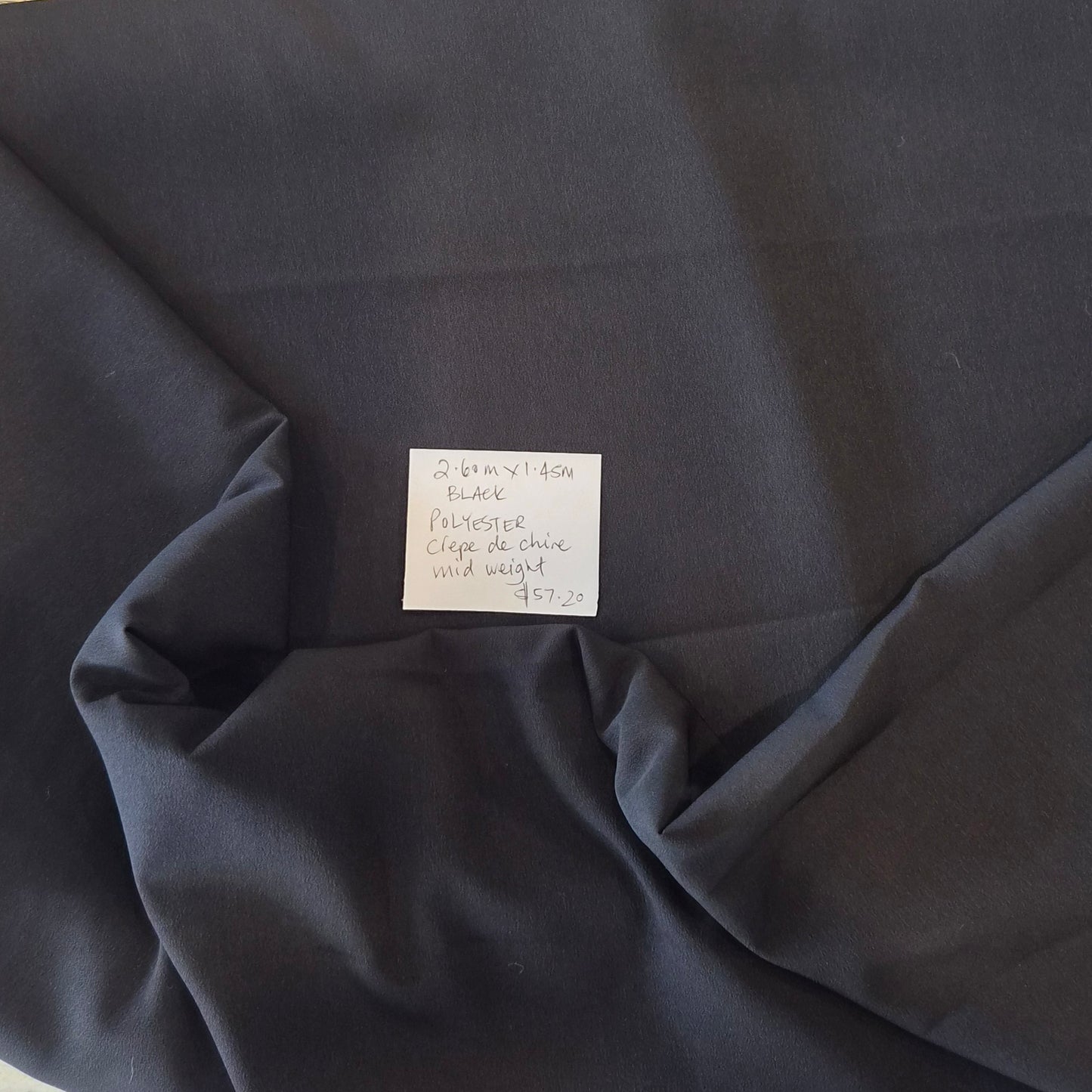 2.6m Black crepe de chine