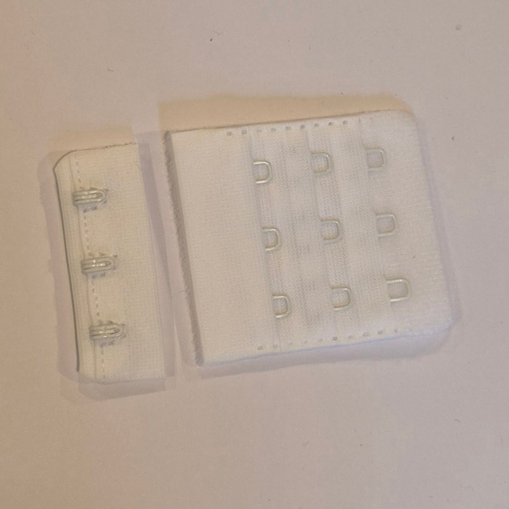 White 45mm 3 Hook Bra Back