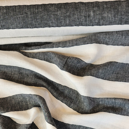 Black and white stripe linen