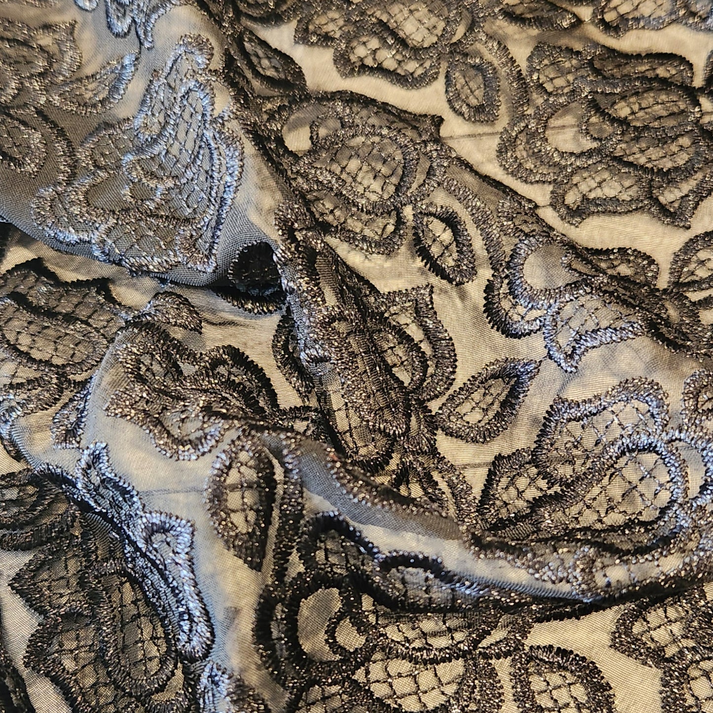 Mortica black roses guipure Lace