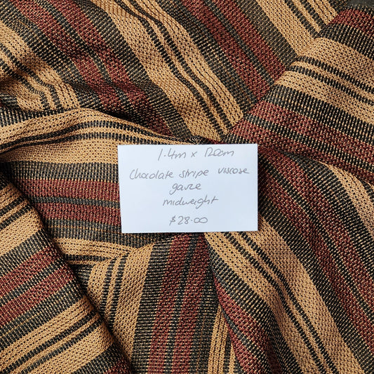 1.4m Chocolate stripe gauze