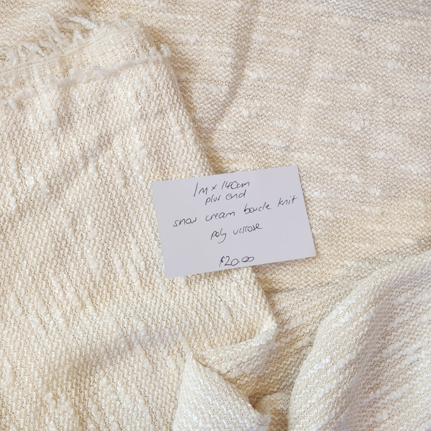 1m plus end snowcream boucle knit