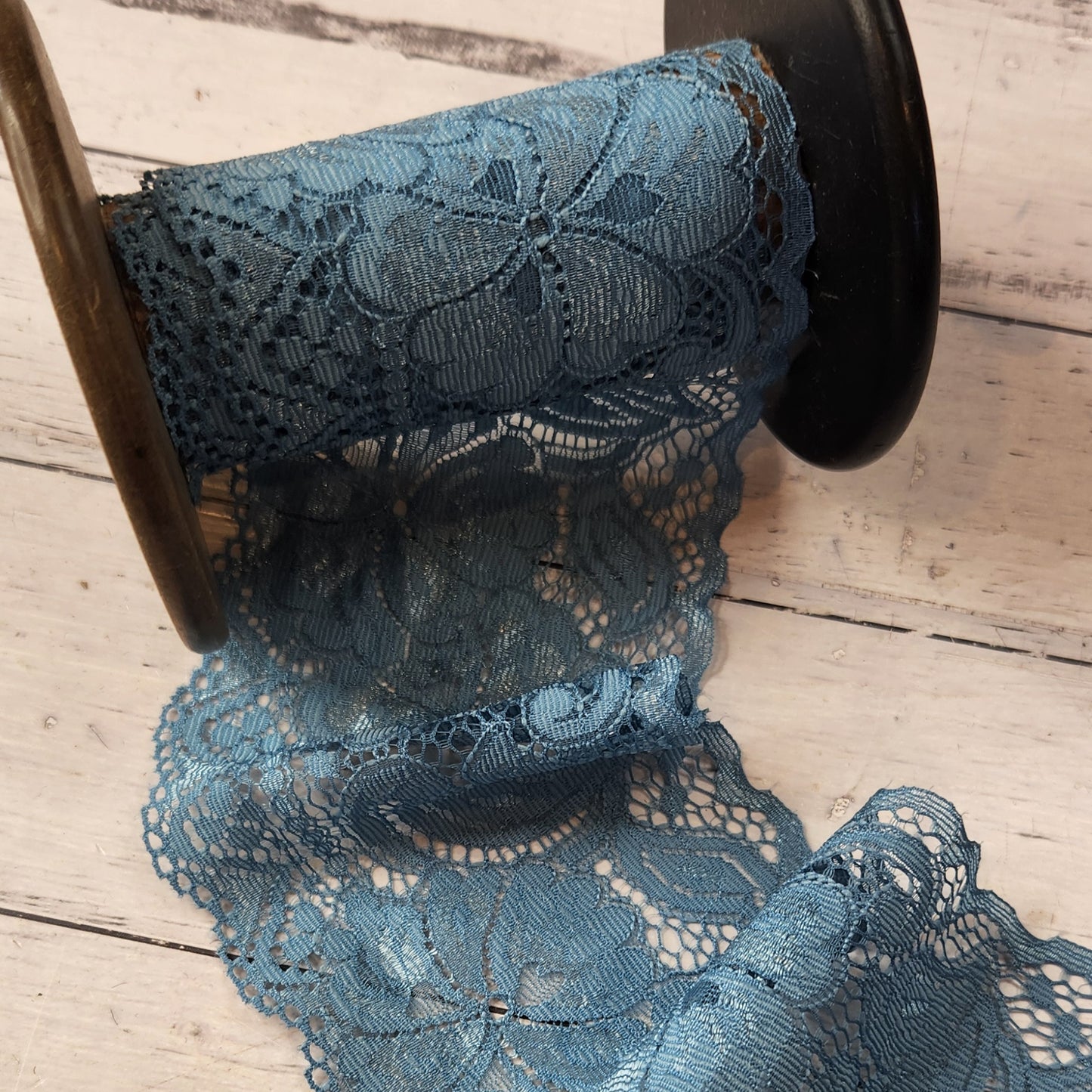 Sea blue embroidered lace