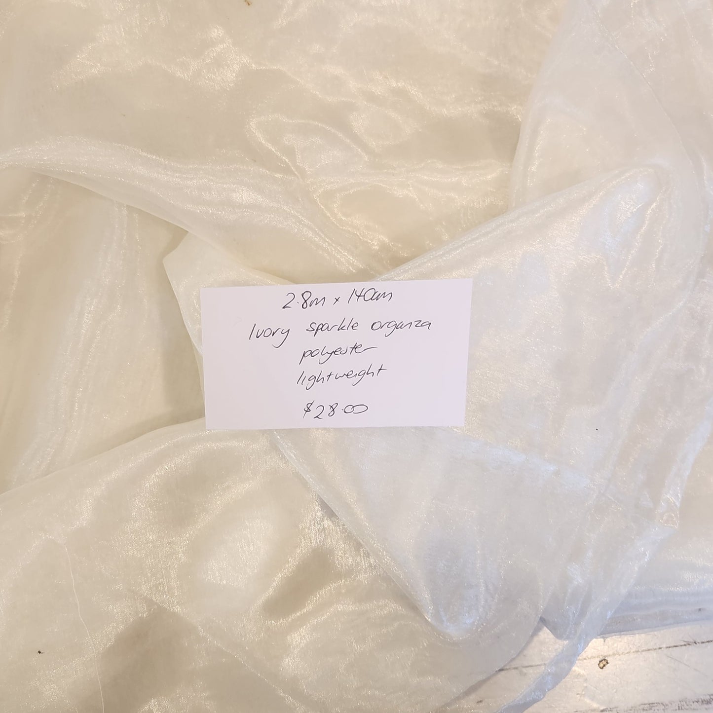 2.8m ivory sparkle organza