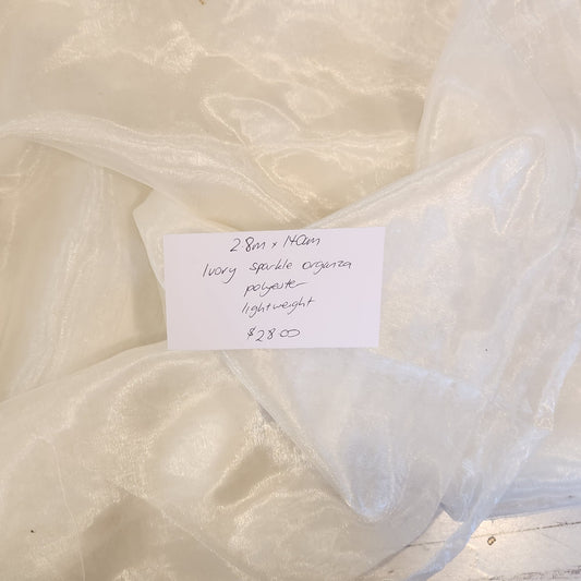 2.8m ivory sparkle organza