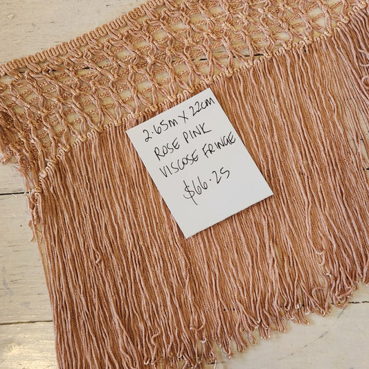 2.65m Rose pink fringe viscose