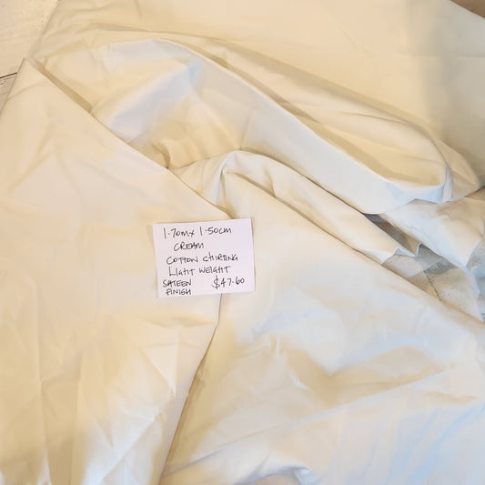 1.70cm Cream cotton shirting