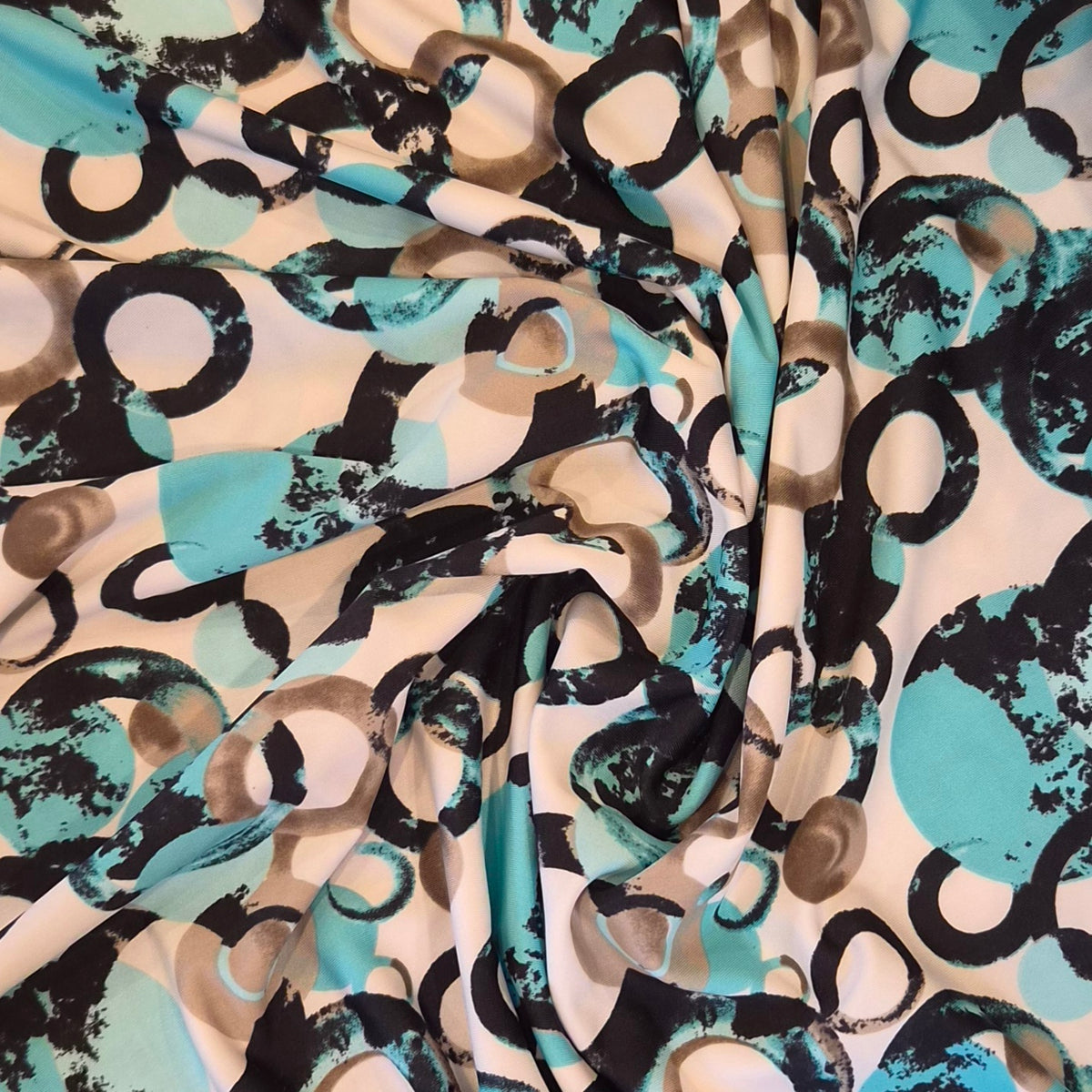 Aqua circles jersey knit