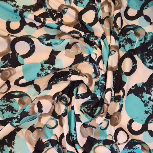 Aqua circles jersey knit