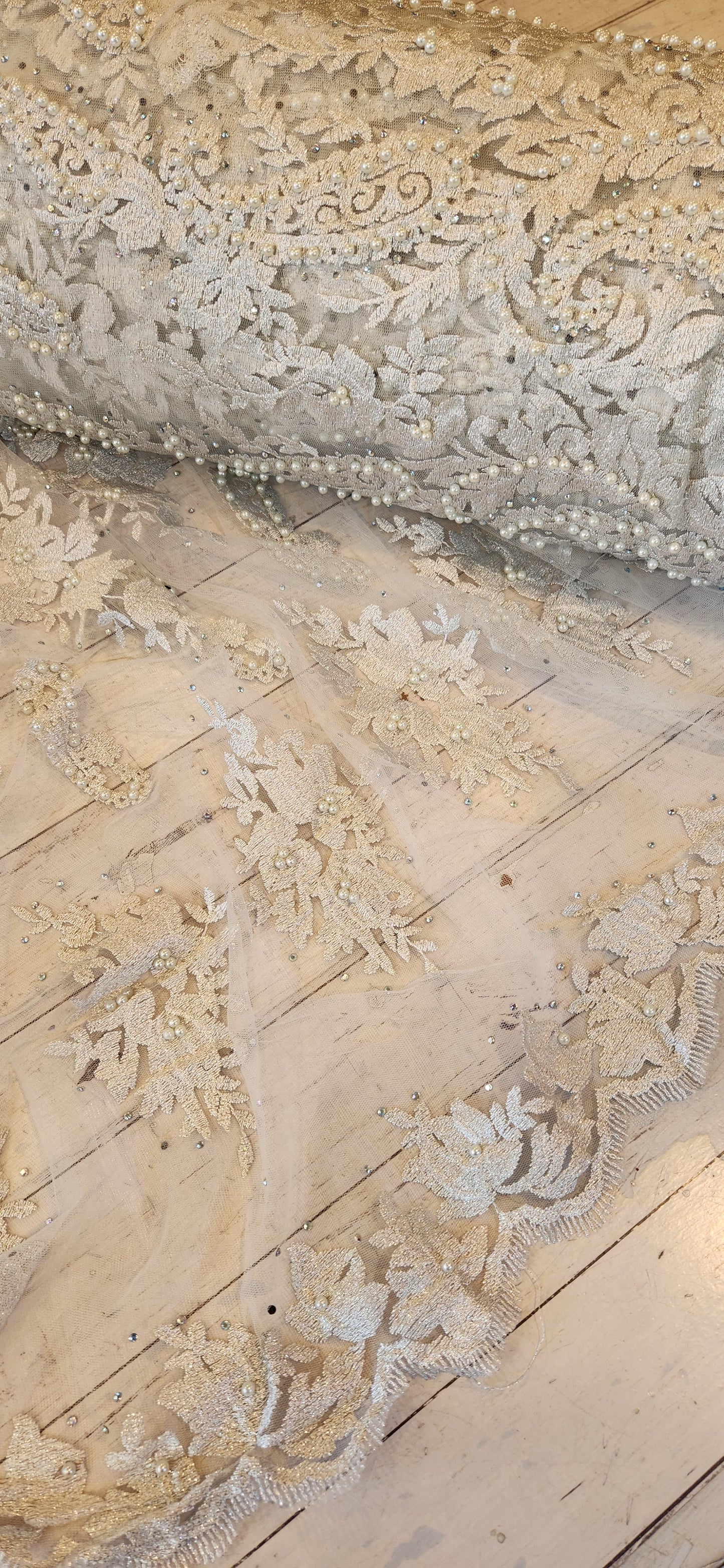 House of Medici embroidered beaded tulle