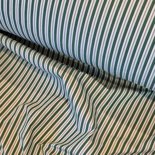 Green and grey stripe cotton