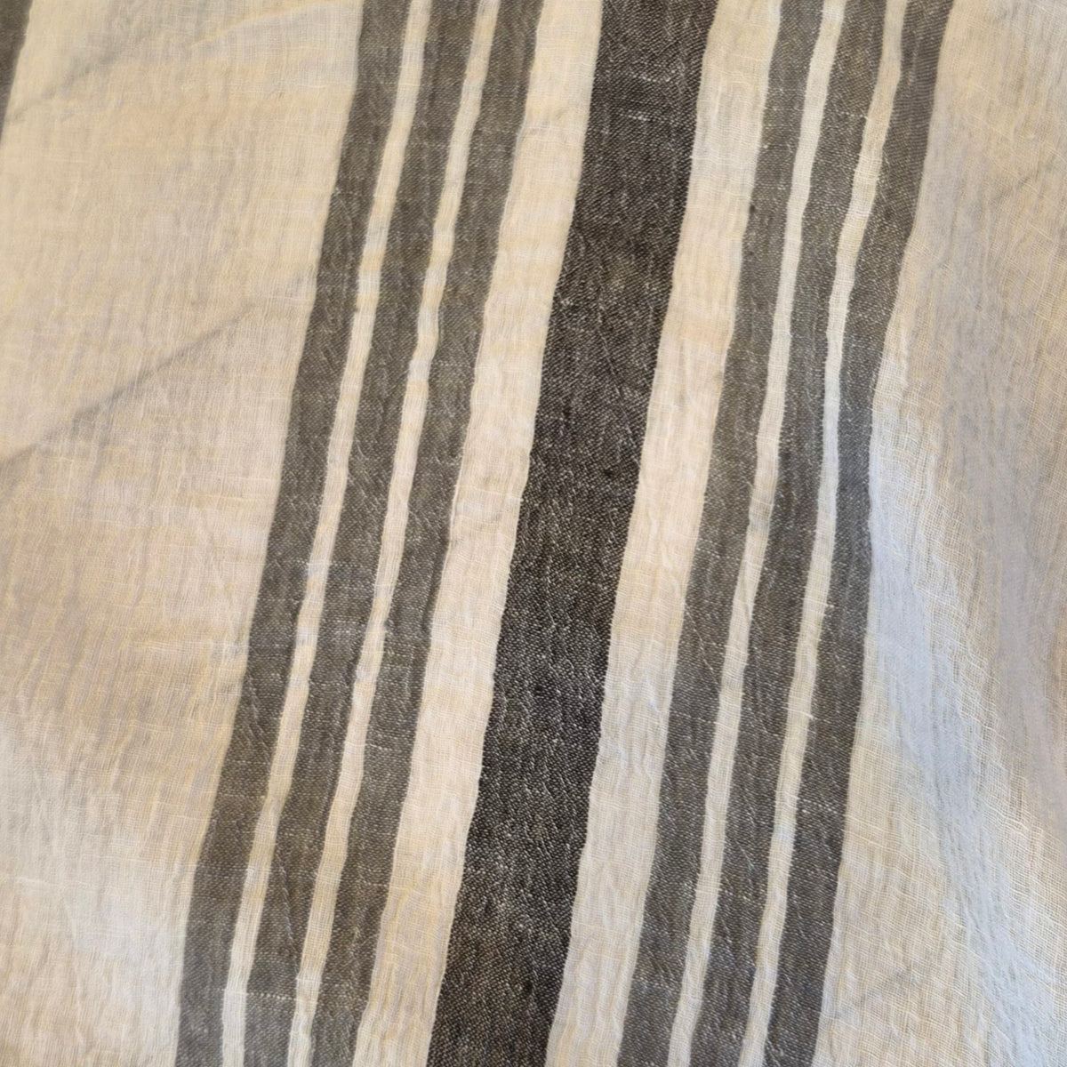 Grey stripe crinkle linen