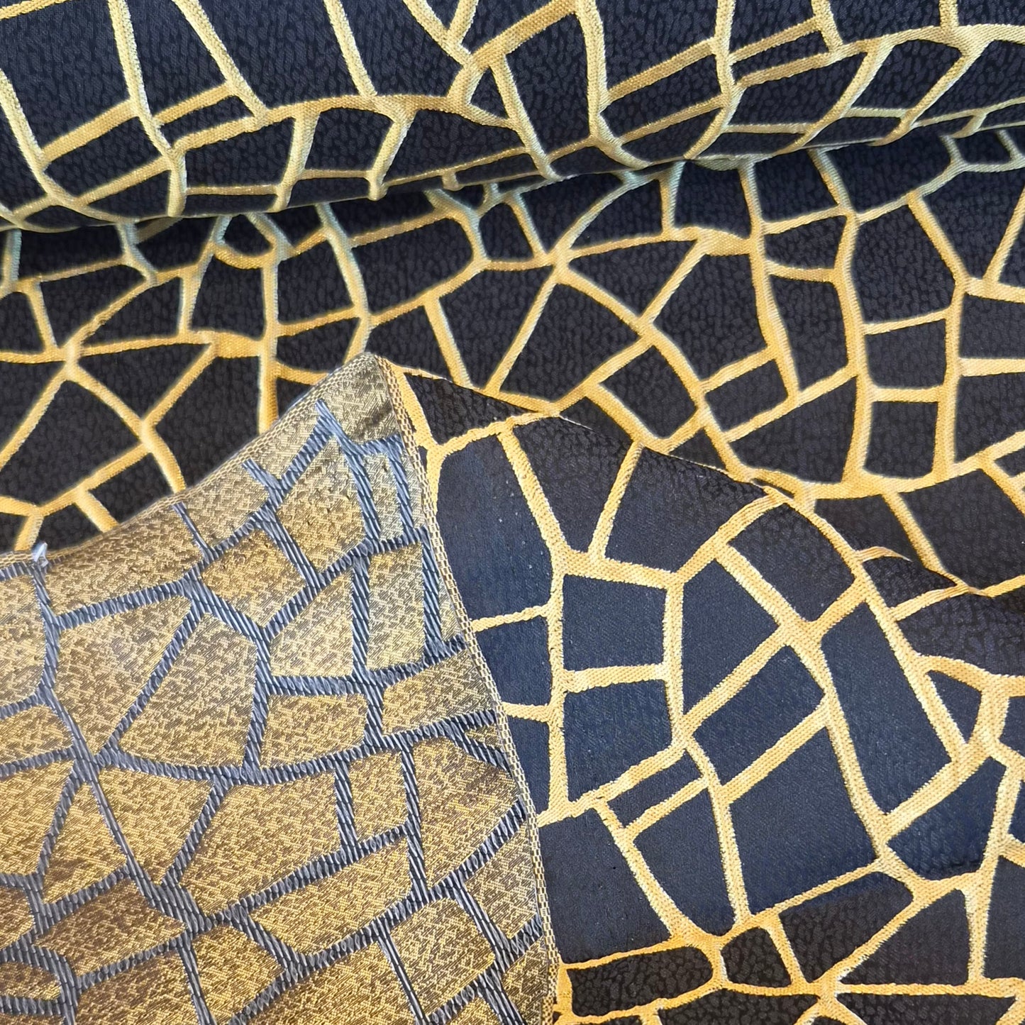 Black and gold crackle brocade