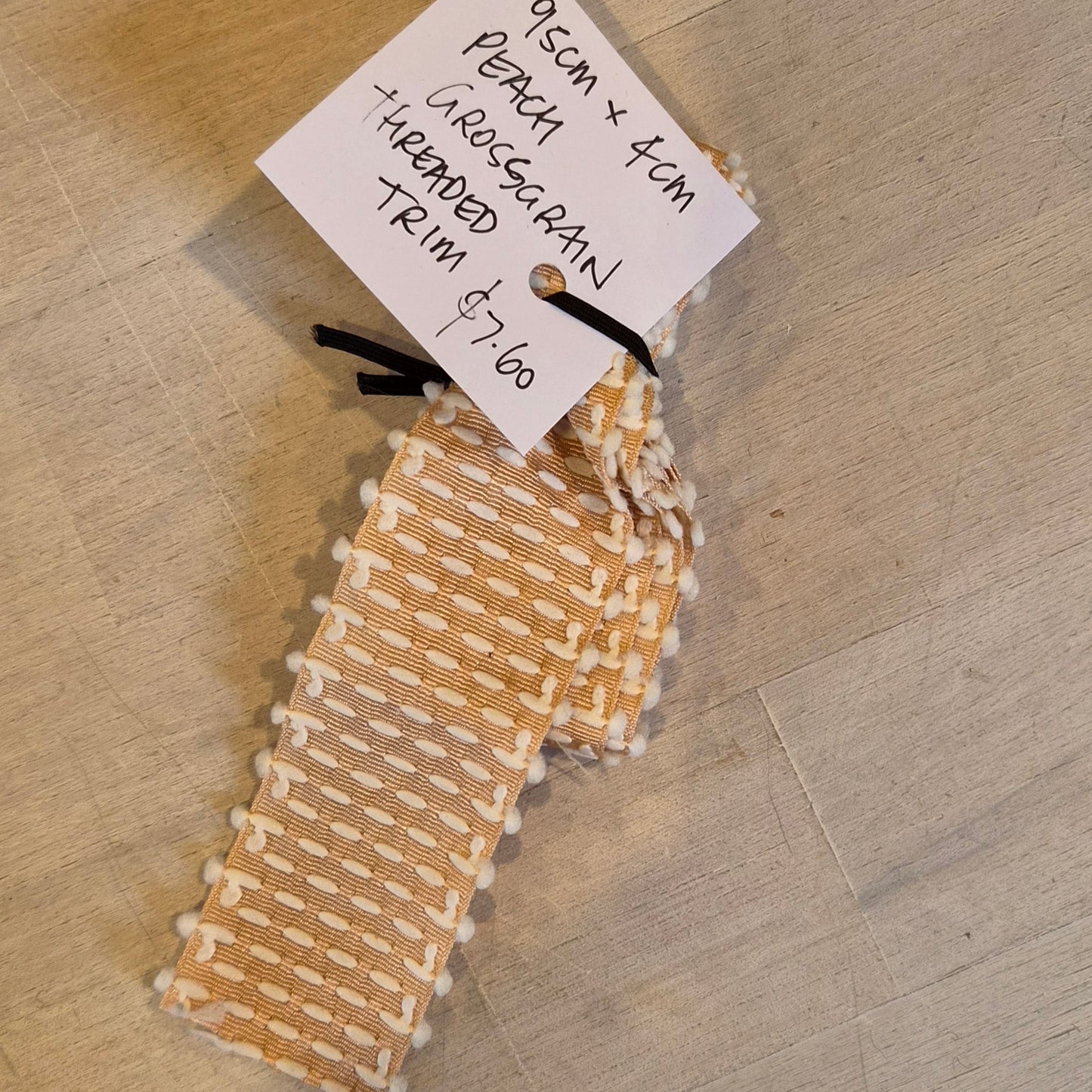 95cm Peach grossgrain threaded trim