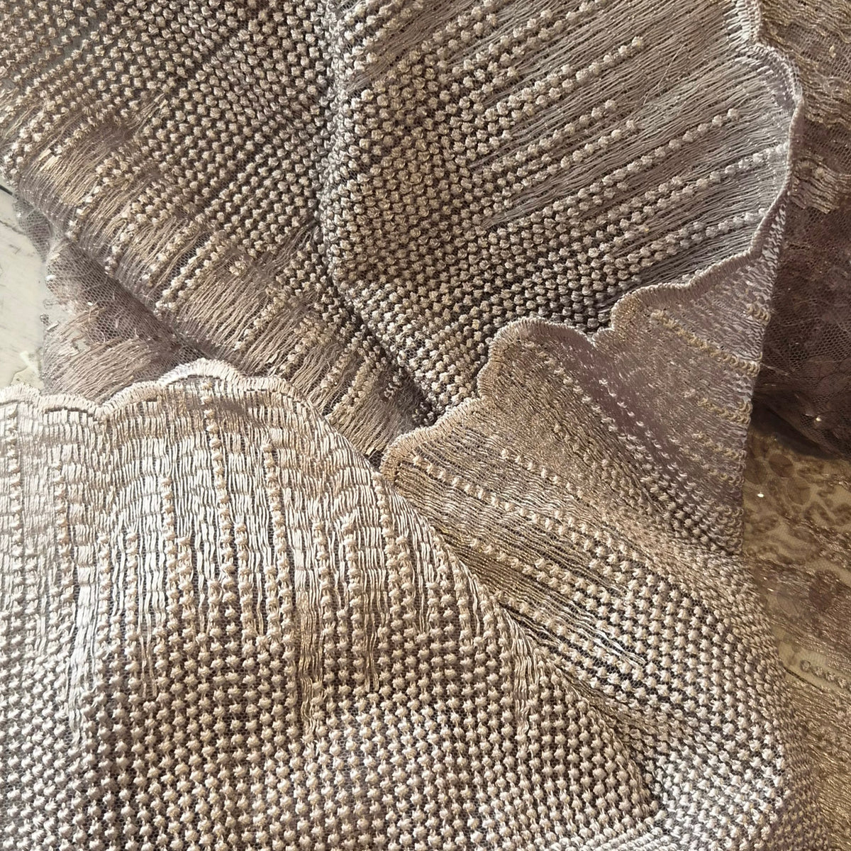 Raindrop mocha Embroidered sequin mesh