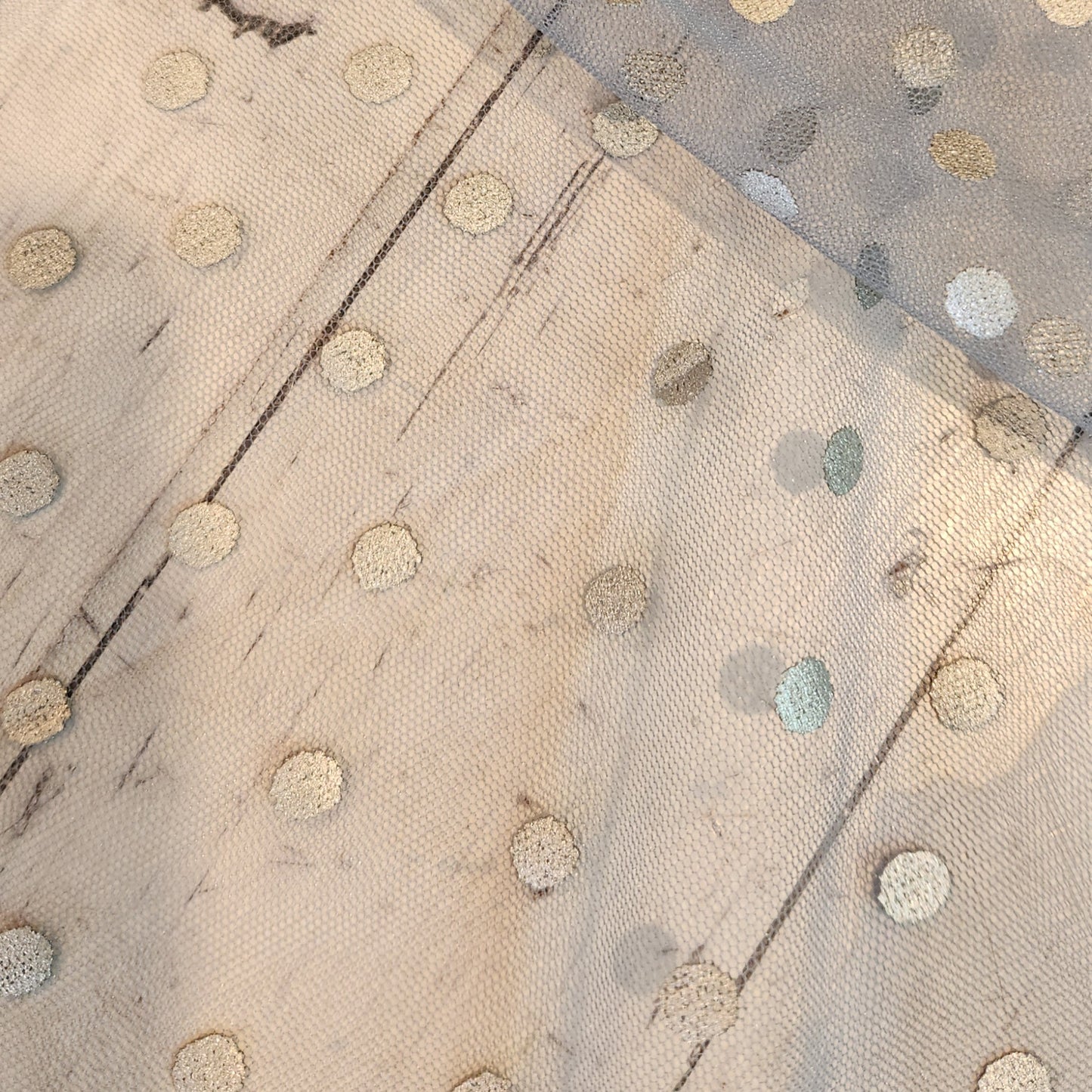 Silver polka dot tulle