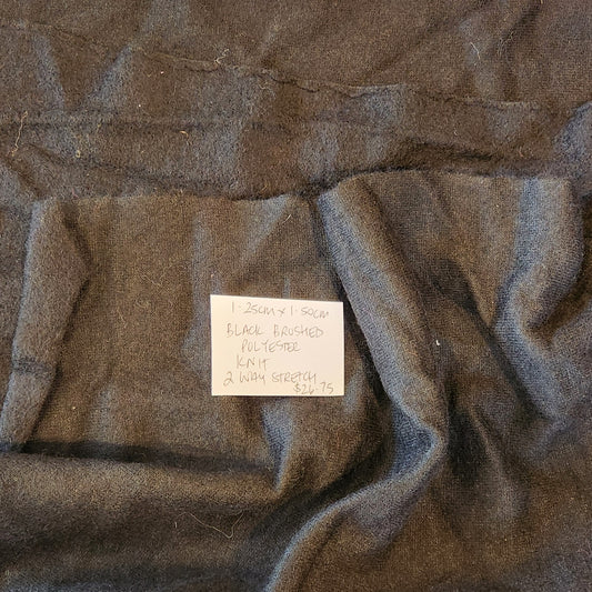 1.25cm black brushed fleece knit