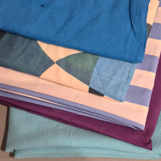 1. 5 pieces assorted fabric cotton, linen, polyester