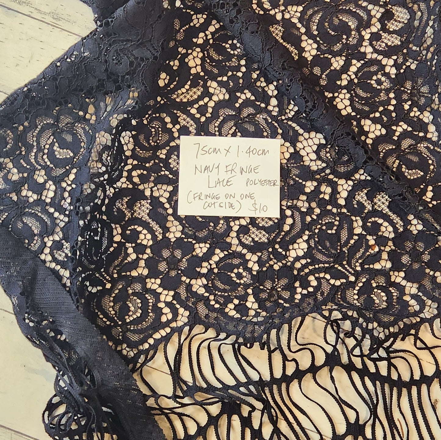 75cm Navy fringe lace piece