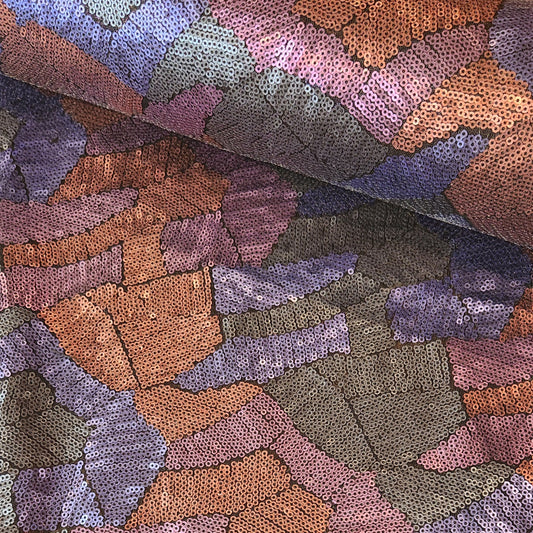 Autumn leaves sequin mesh