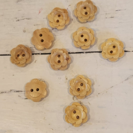 15mm Wooden flower button