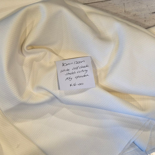 80cm White self checked stretch suiting