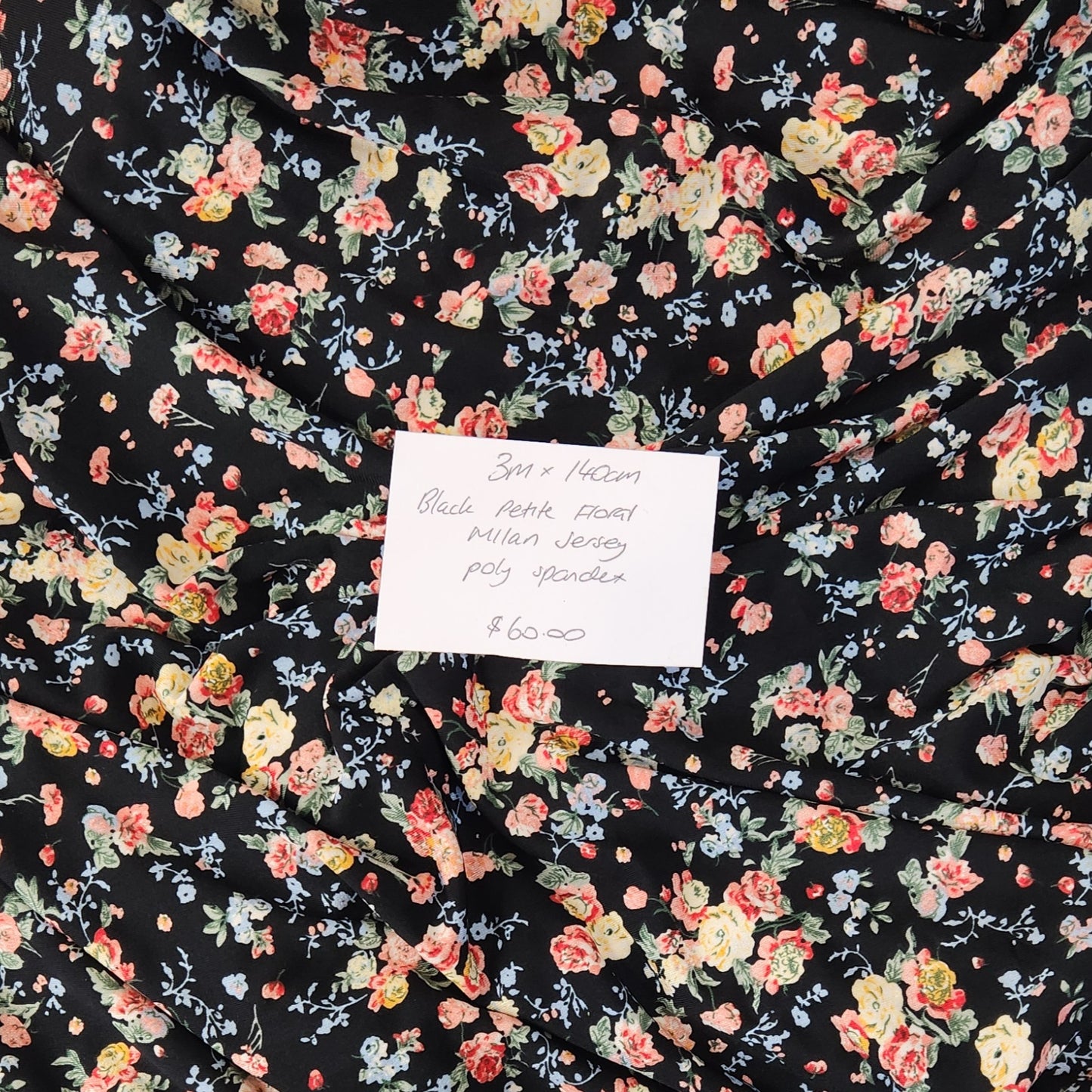 3m Black petite floral jersey