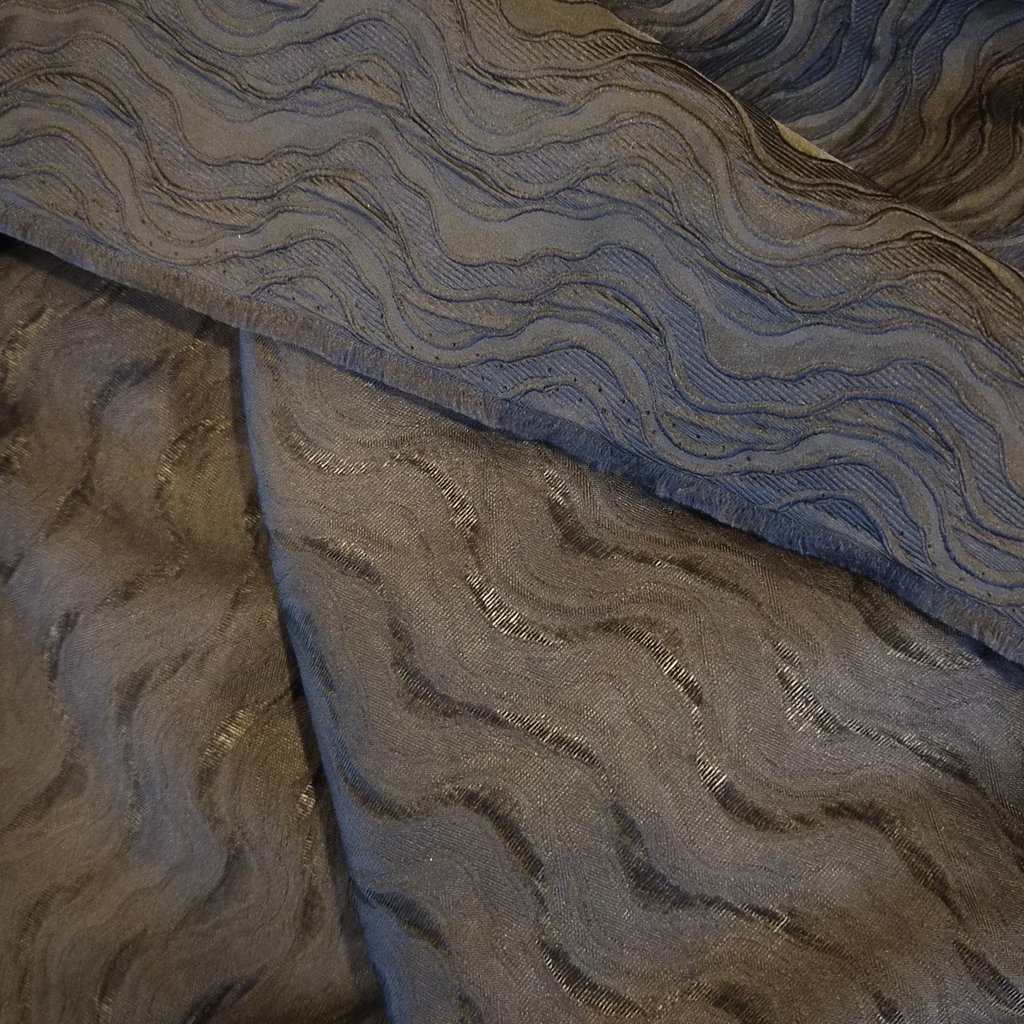 Black organic lines brocade