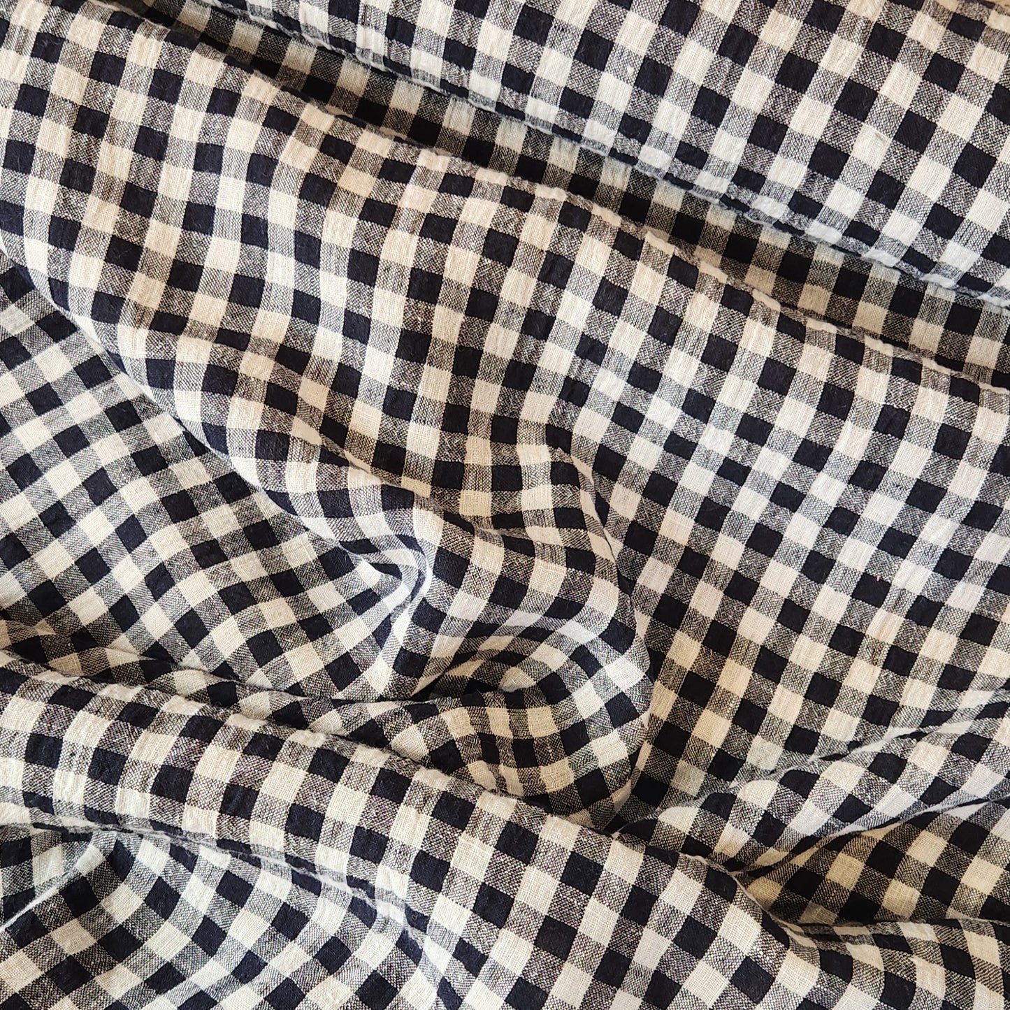 Navy gingham linen