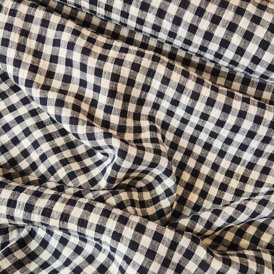 Navy gingham linen