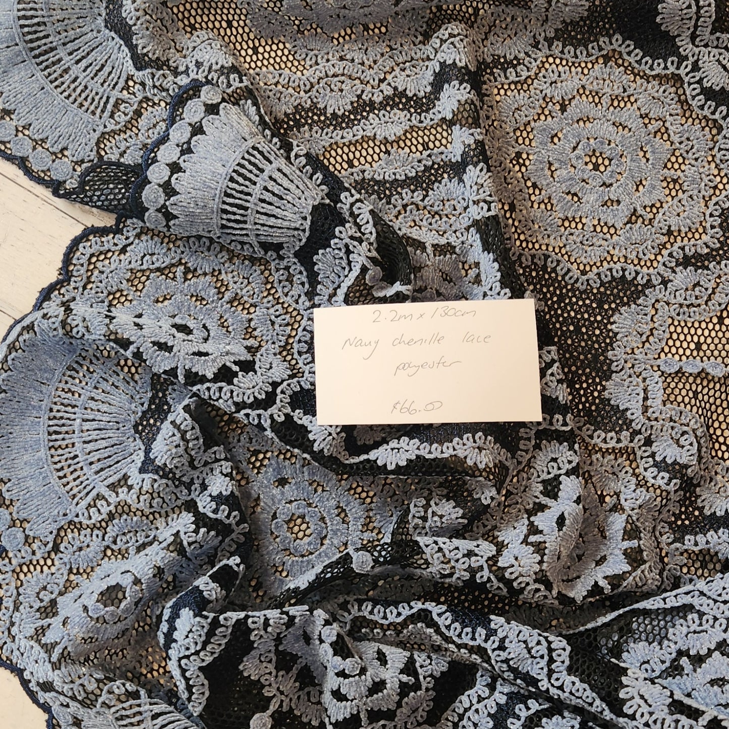 2.2m Navy chenille lace