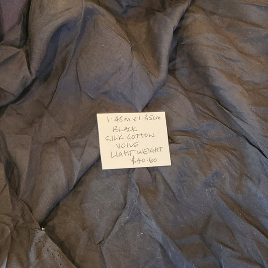 1.45cm Black silk cotton voile