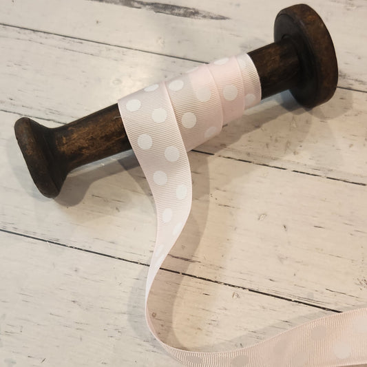 White polka dot grossgrain ribbon